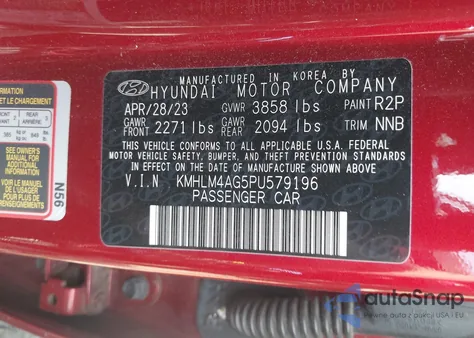 2023 Hyundai Elantra Sel from USA, damaged, VIN KMHLM4AG5PU579196